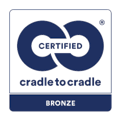100 % duurzaam gemaakt Cradle to Cradle Certified® Bronze en een flesbehuizing gemaakt met 30% gerecycled staal.